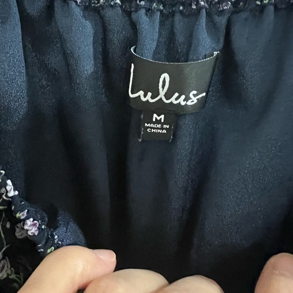 Lulus Nothing But Bliss Navy Blue Floral Print Button-Up Mini Dress - Size M - Picture 9 of 9